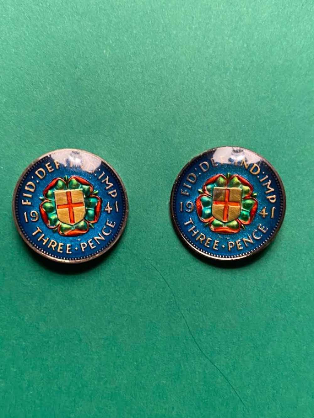 Vintage Enameled Coin Cuff Links